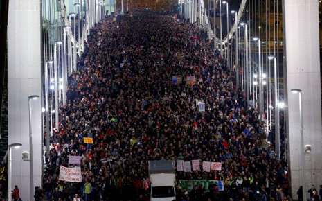Around 100,000 Hungarians rally for democracy as internet tax hits nerve